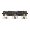 Z-Lite Bennington 3 Light Vanity, Matte Black & Clear 1938-3V-MB